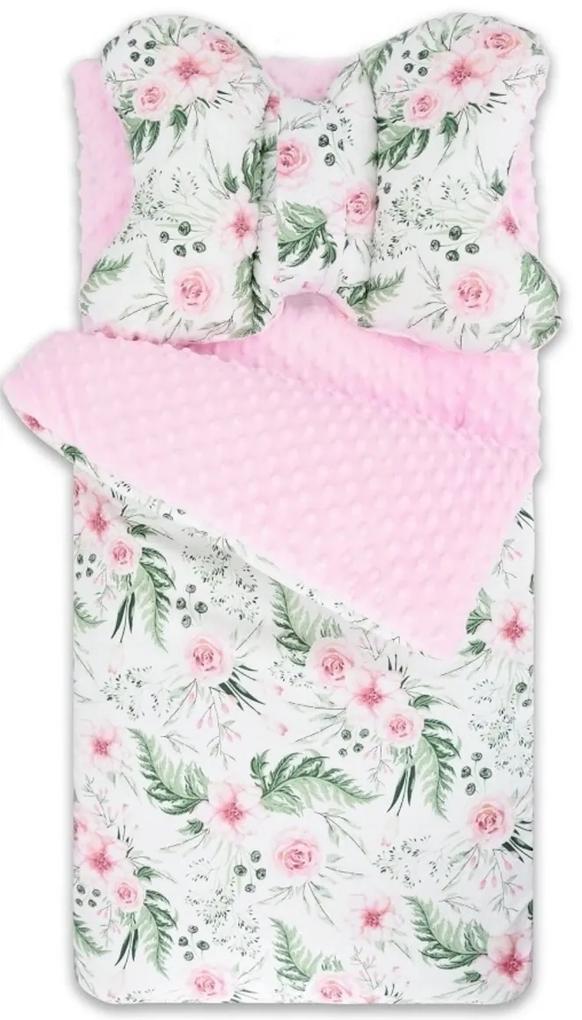 Sac de dormit copii footmuff Baby Nellys, sac de dormit pentru copii cu o  pernă Flowers-- roz / roz deschis