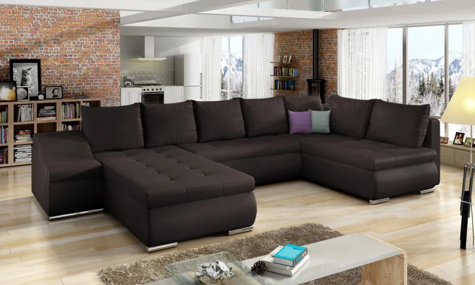 Canapea modulara, extensibila, cu spatiu pentru depozitare, 340x88x200 cm, Giovanni L02, Eltap (Culoare: Gri pepit / Alb)