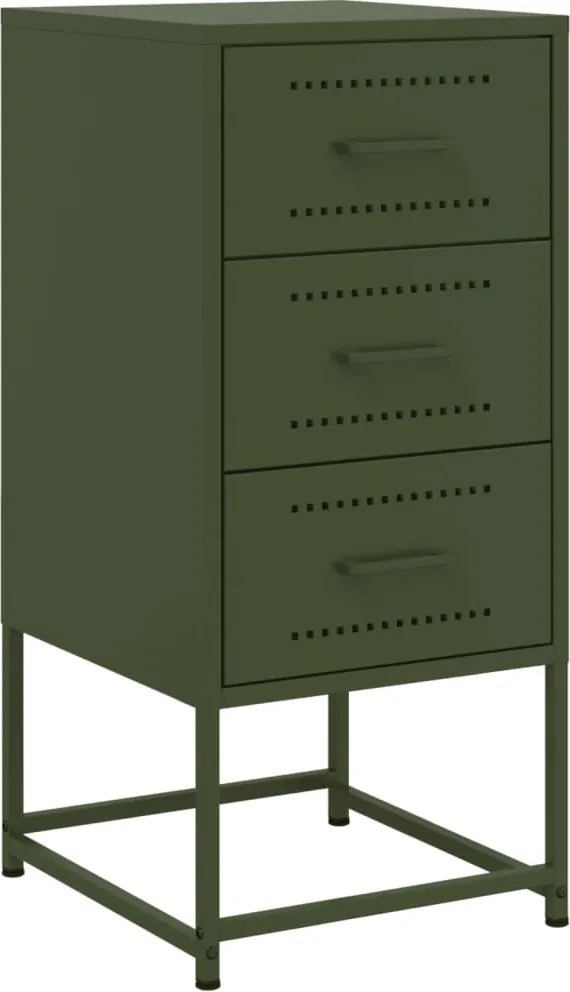 vidaXL Noptieră, verde măsliniu, 36x39x78 cm, oțel