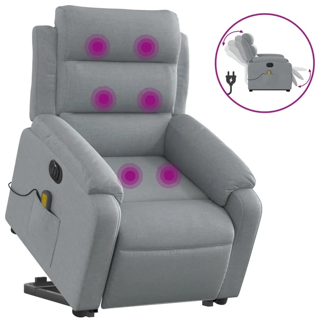 3205016 vidaXL Fotoliu electric masaj rabatabil cu ridicare, gri închis textil