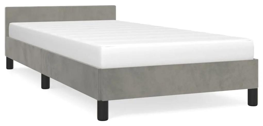 347537 vidaXL Cadru de pat cu tăblie, gri deschis, 80x200 cm, catifea