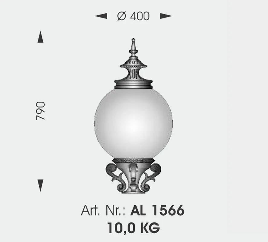 Stalp iluminat exterior din fier forjat, inaltime 101cm, AL 6664
