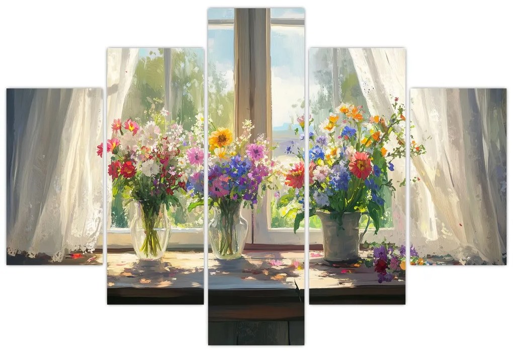 Tablou - Buchet la fereastră (150x105 cm)