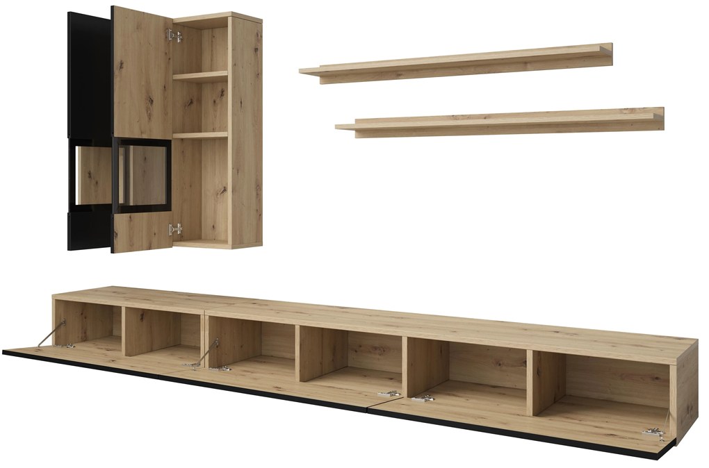 Mobilier camera de zi Barly BM10 (stejar artisan + negru mat). 1118124