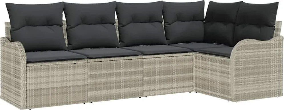 vidaXL Set de canapele pentru grădină 5 pcs Gri deschis Rattan poli