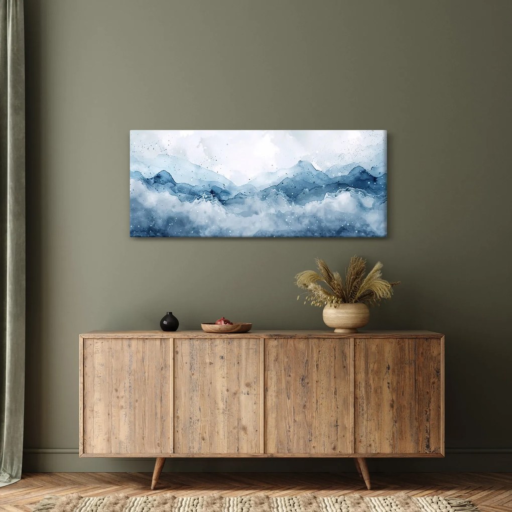 Tablou - Nori și valuri, acuarelă (120x50 cm)