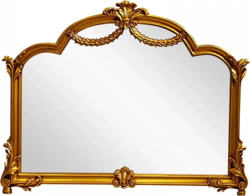 Oglindă decorativă de perete, ramă aurie antichizată, 70x90 cm