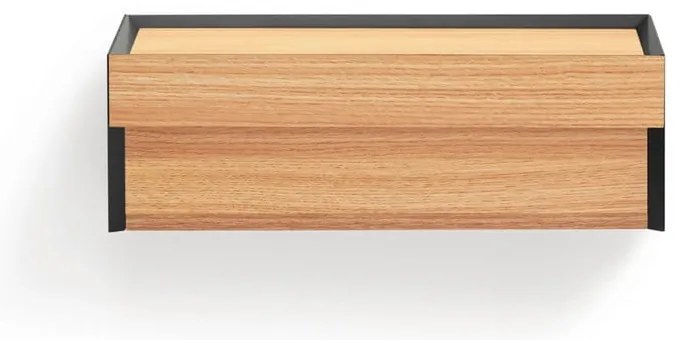 Noptieră neagră suspendată cu blat cu aspect de lemn de stejar Arista – Teulat