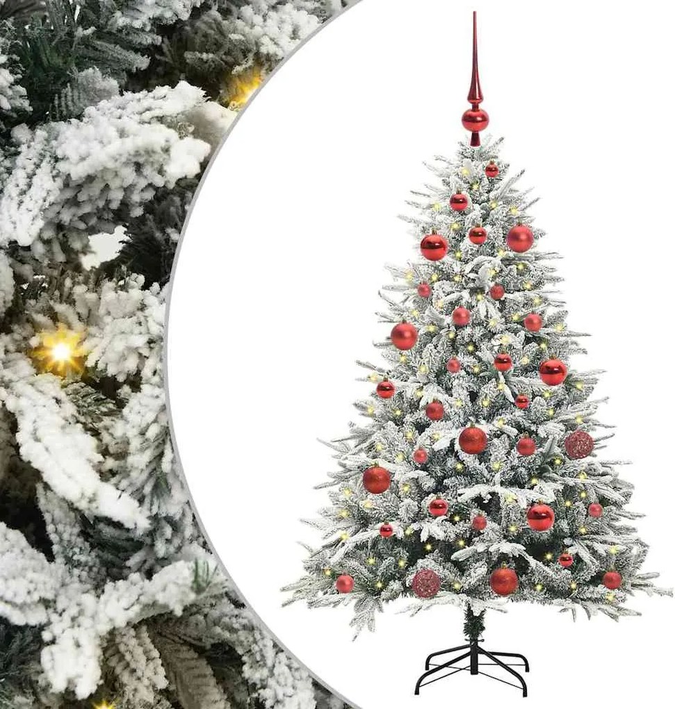 vidaXL Brad de Crăciun artificial pre-iluminat cu set de bile Verde