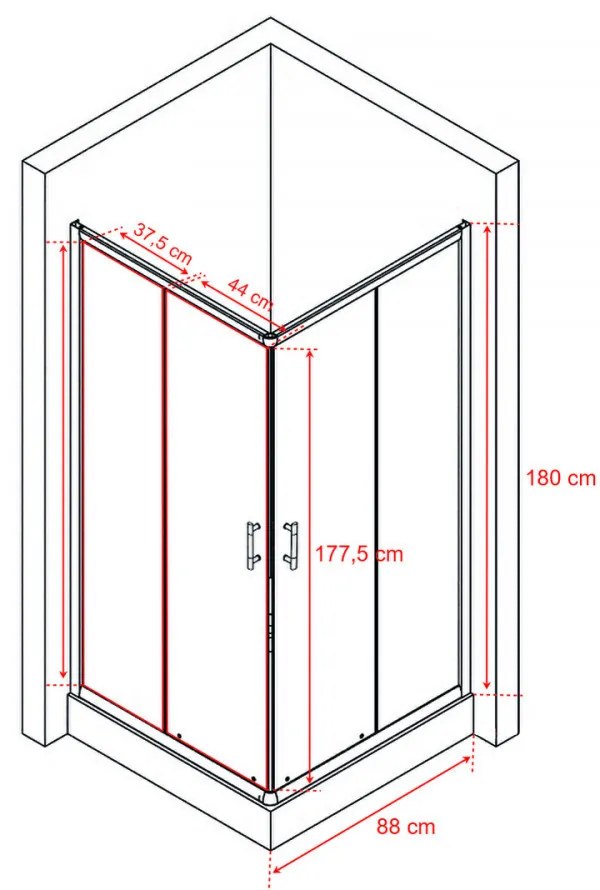 Cabină de duș pătrată Spirit BAMBOO 90x90, cu cădiță de duș acrilică armată
