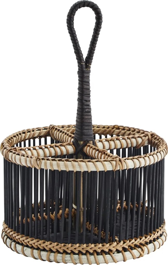 Suport pentru tacâmuri din bambus, 4 compartimente, D19×H17 cm, „Bamboo Cutlery Holder"