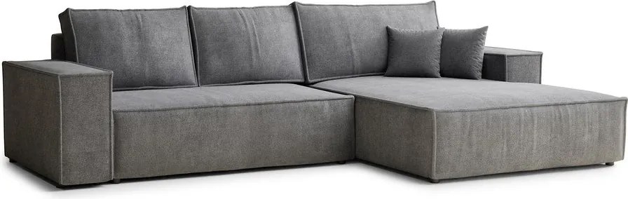 Colțar gri extensibil/cu spațiu de depozitare cu tapițerie din chenille (cu colț pe partea dreaptă/cu șezlong) Maze – Maison de Rêve