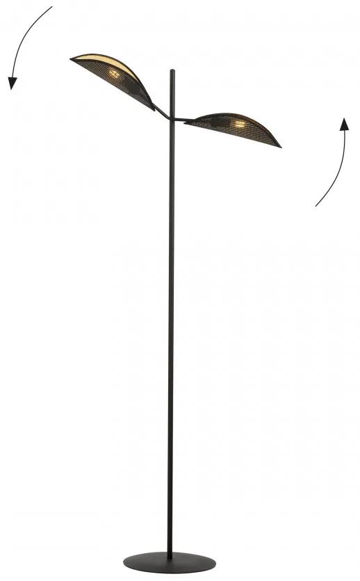 Lampadar modern negru din metal cu interior auriu Vene