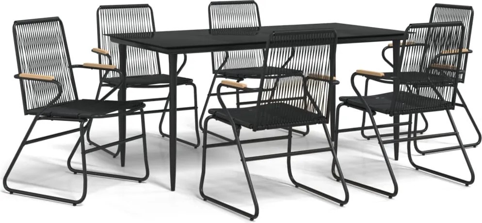 vidaXL Set mobilier de grădină, 7 piese, negru, ratan PVC