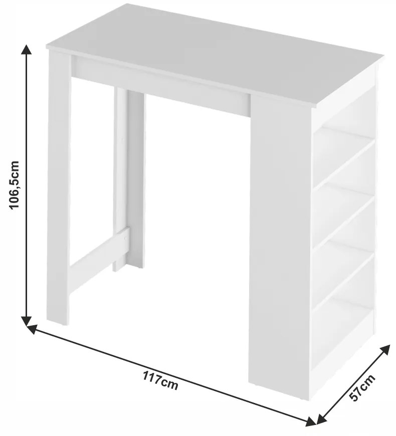Masă de bar AUSTEN, albă