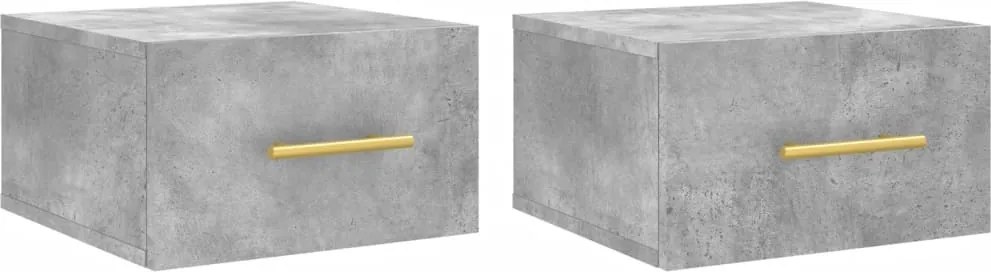 vidaXL Noptiere montate pe perete 2 buc. gri beton 35x35x20 cm