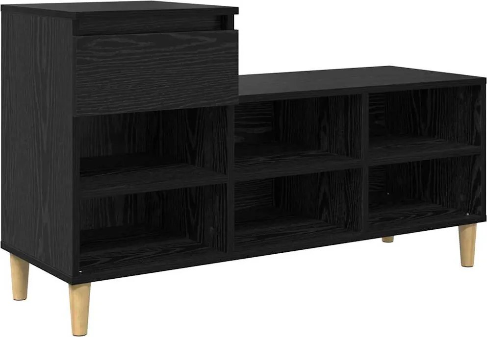 vidaXL Dulap pentru pantofi cu sertar Stejar Negru 102 x 36 x 60 cm