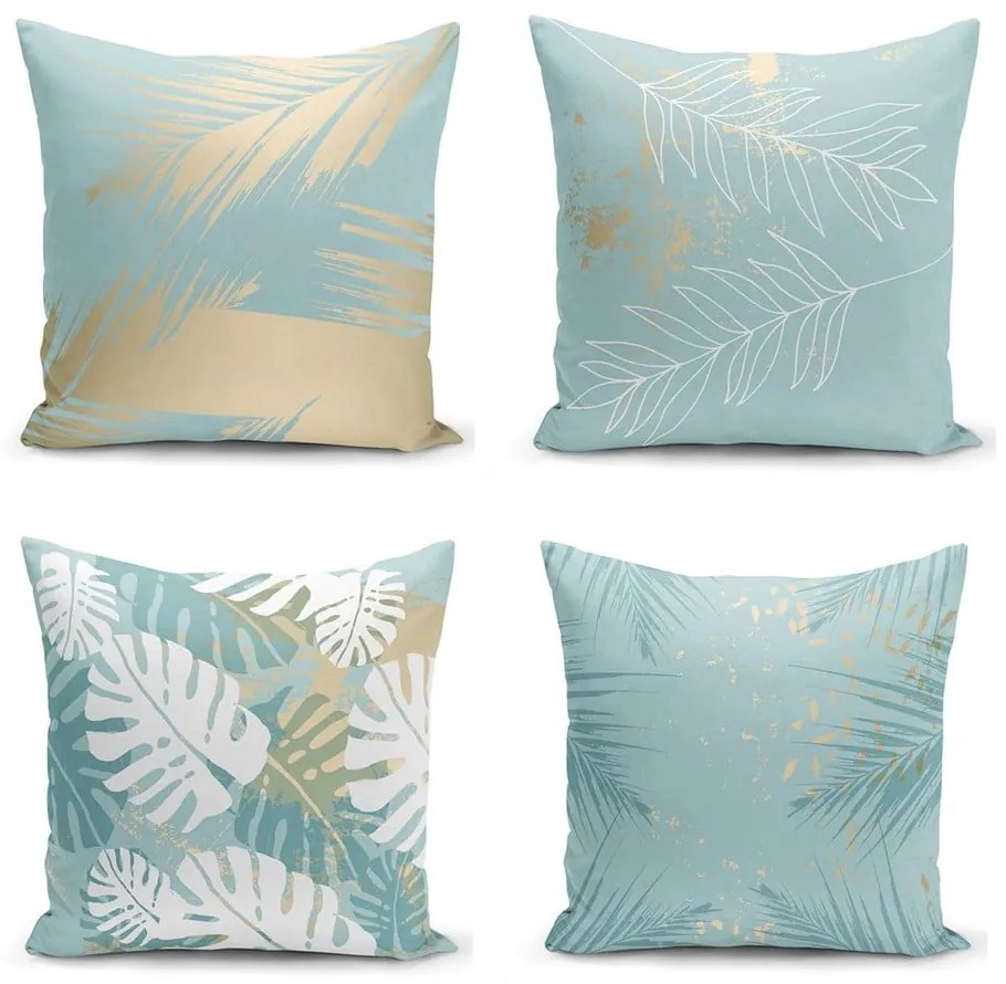 Set 4 fețe de pernă Minimalist Cushion Covers Lagoon, 55 x 55 cm