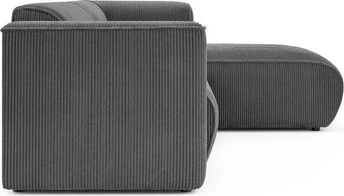 Colțar gri închis cu tapițerie din catifea reiată (cu colț pe partea dreaptă/cu șezlong) Merid – Ropez