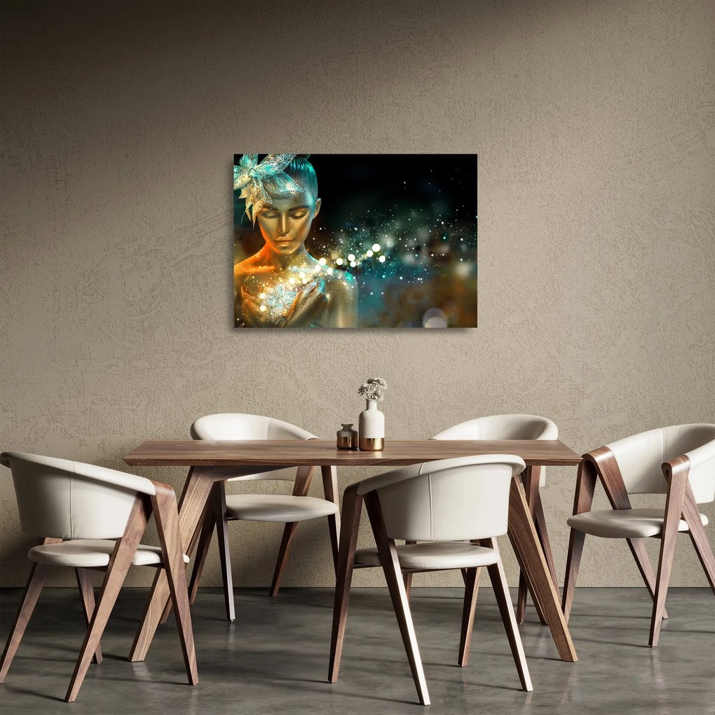 Tablou pe sticlă - zâna albastră (70x50 cm)