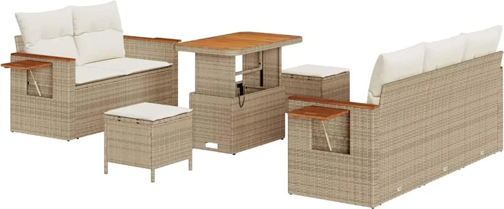 vidaXL Set de canapele pentru grădină 10 pcs Bej și crem poliratan