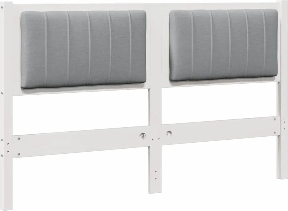 vidaXL Tăblie tapițată cu headboard Alb 140 cm Lemn de pin masiv
