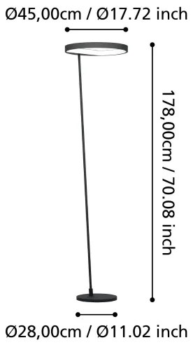Lampadar LED dimabil Eglo 390167 CAREDARA LED/23W/230V 3000K