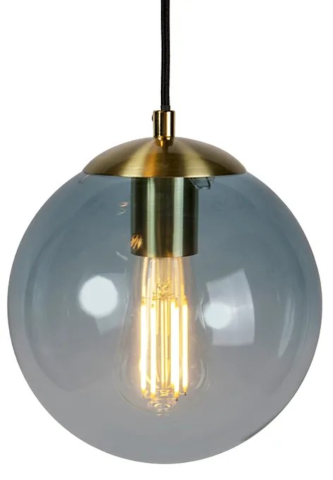 Lampa suspendată inteligentă din alamă, incl. 3 WiFi ST64 cu sticlă albastră - Pallon