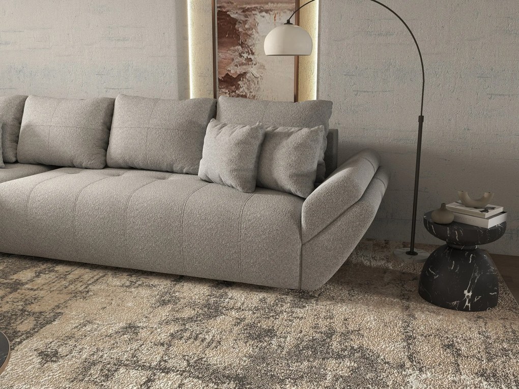 Colțar extensibil dumonde cu ladă de depozitare si sezut confortabil din spuma high-density, Berlin XL Euphoria Dove 350x185 cm