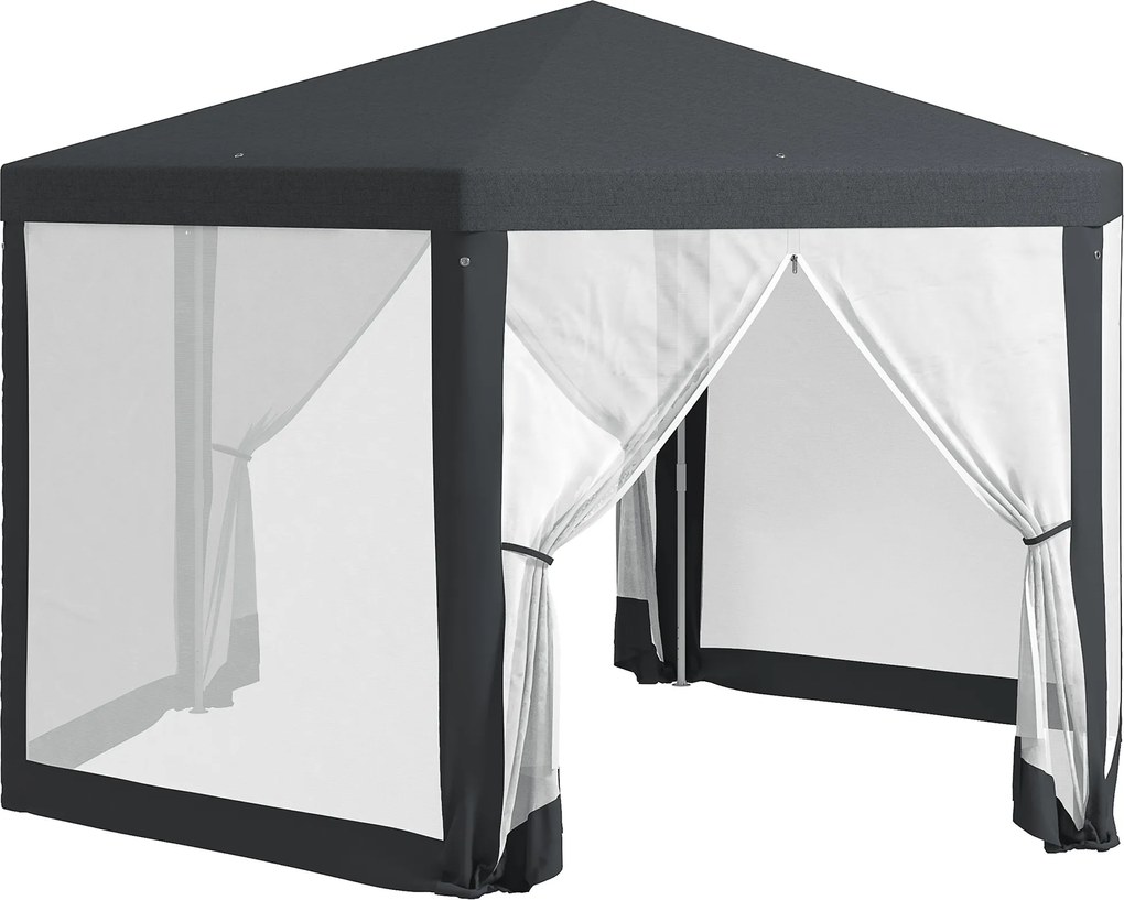 Outsunny Pavilion 4x4 m de Gradina Hexagonal cu Pereti din Plasa, 2 Usi si Picioare Reglabile, Pavilion din Metal si Poliester | Aosom Romania