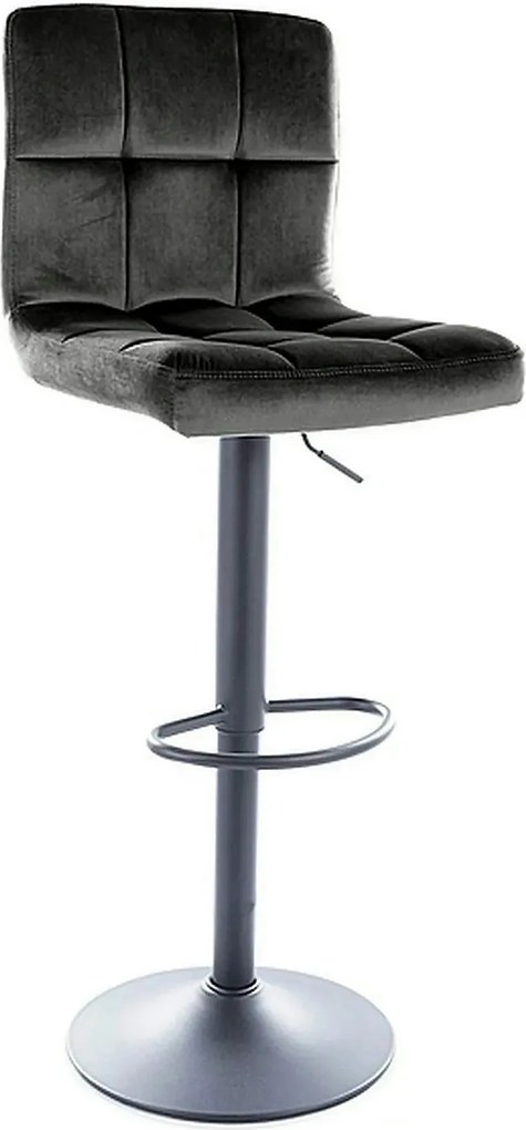 Scaun bar C105, negru - Bluvel 19, stofa catifelata/metal, 42x39x96/11