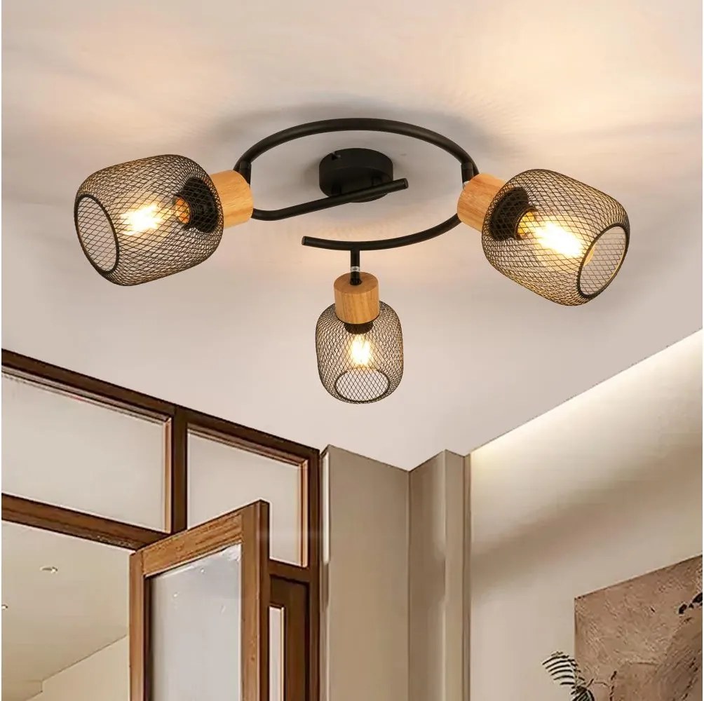 Brilagi - Spot BASKLITE 3xE27/15W/230V lemn/negru