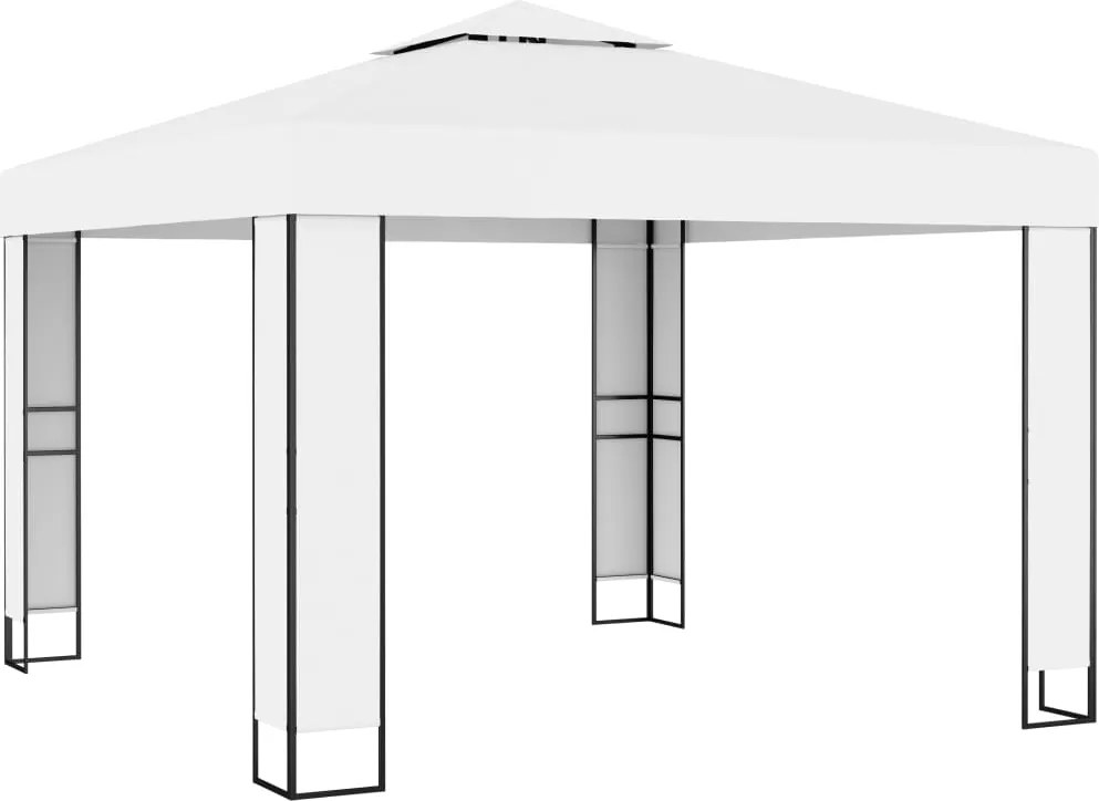 vidaXL Pavilion cu acoperiș dublu, alb, 3 x 3 m