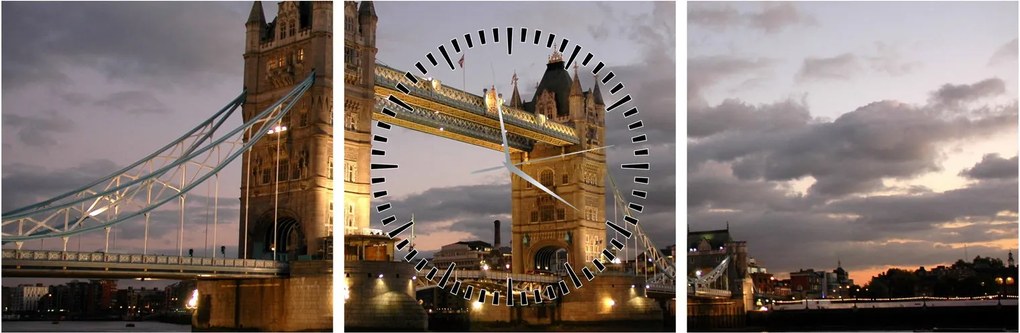 Tablou - Tower Bridge la noapte (cu ceas) (90x30 cm)