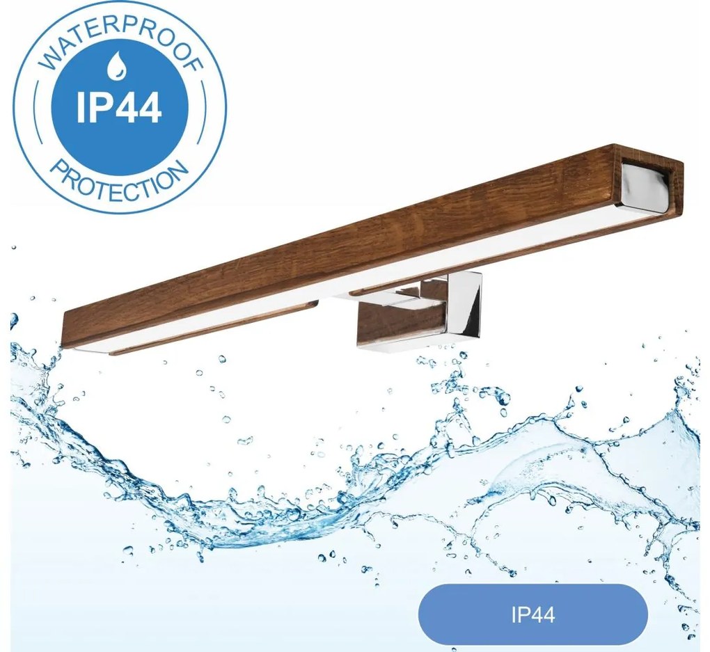 Aplică LED pentru oglindă de baie Brilagi WOODY MIRROR LED/12W/230V IP44 stejar/crom