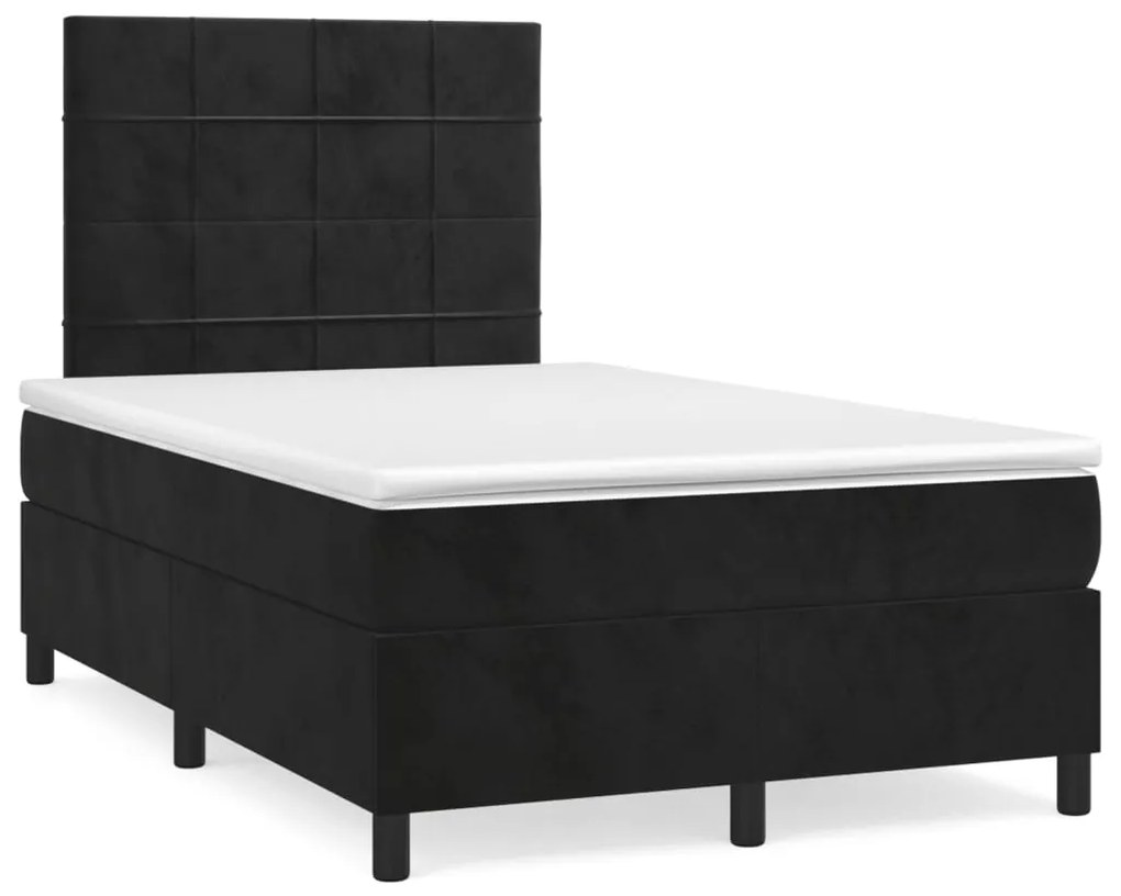vidaXL Pat box spring cu saltea, negru, 120x190 cm, catifea