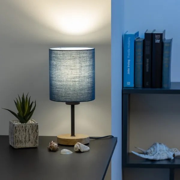 Lampă de masă Brilagi NUBILA WOOD 1xE27/25W/230V stejar/albastru închis