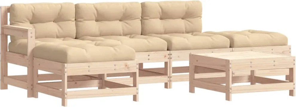 vidaXL Set mobilier relaxare de grădină & perne 6 piese lemn masiv pin