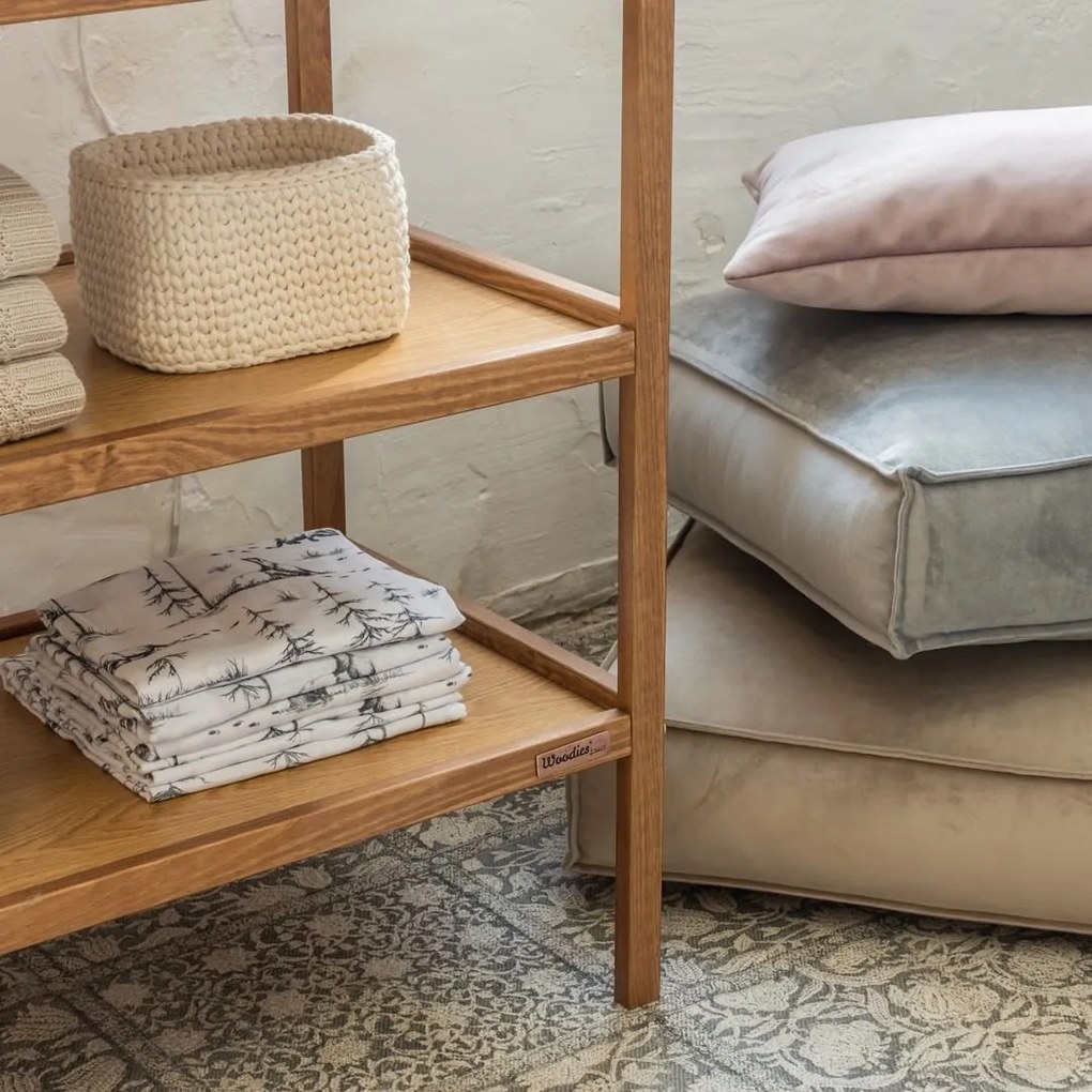 Masa de Infasat Woodies Classic Changer , Lemn Masiv Vintage, 76x44x86 cm, cu 2 Rafturi Inalte