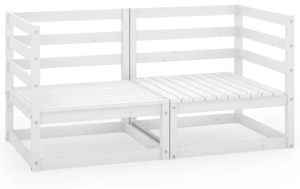 Canapea de gradina cu 2 locuri, alb, lemn masiv de pin 1, Alb, nu