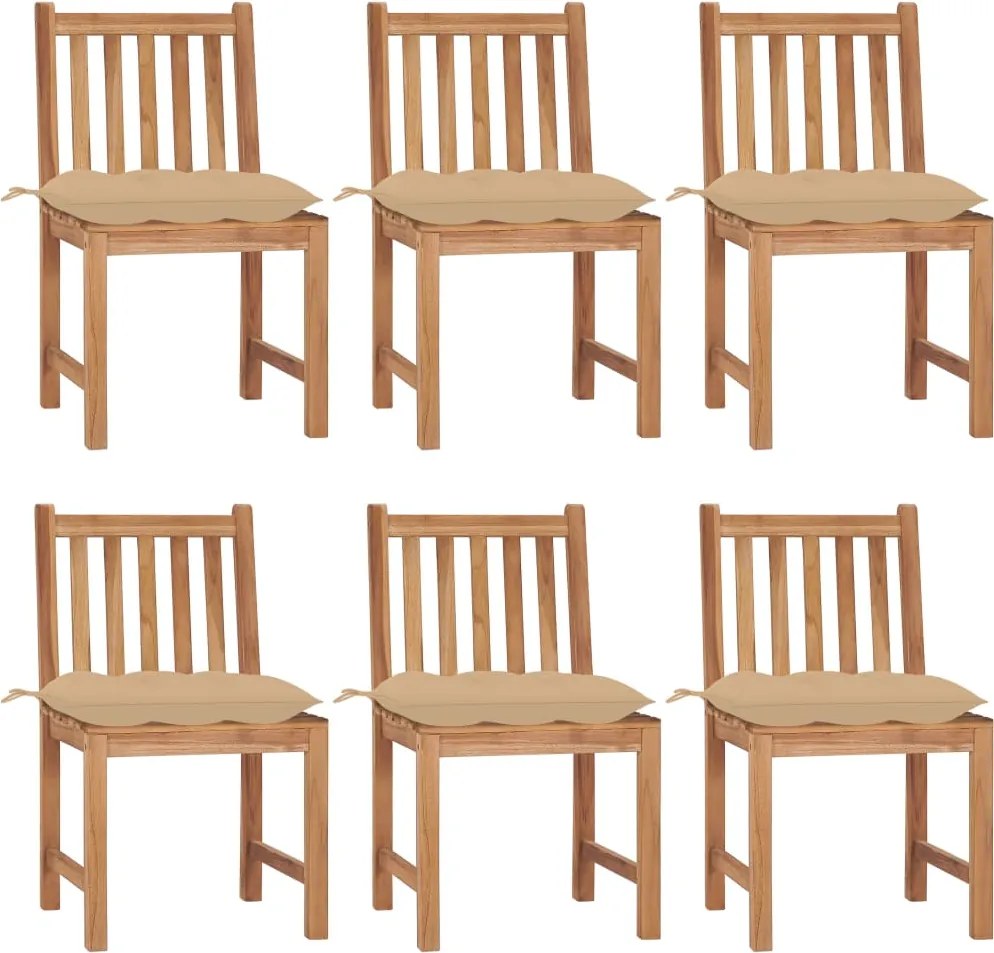 vidaXL Scaune de grădină cu perne, 6 buc., lemn masiv de tec
