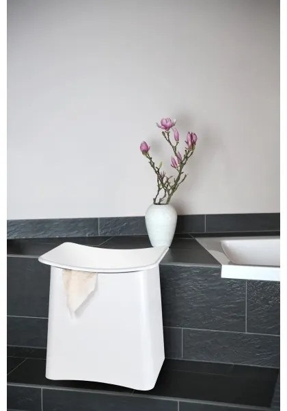 WENKO 22949100 - Taburet WING 45 x 48 cm alb/negru