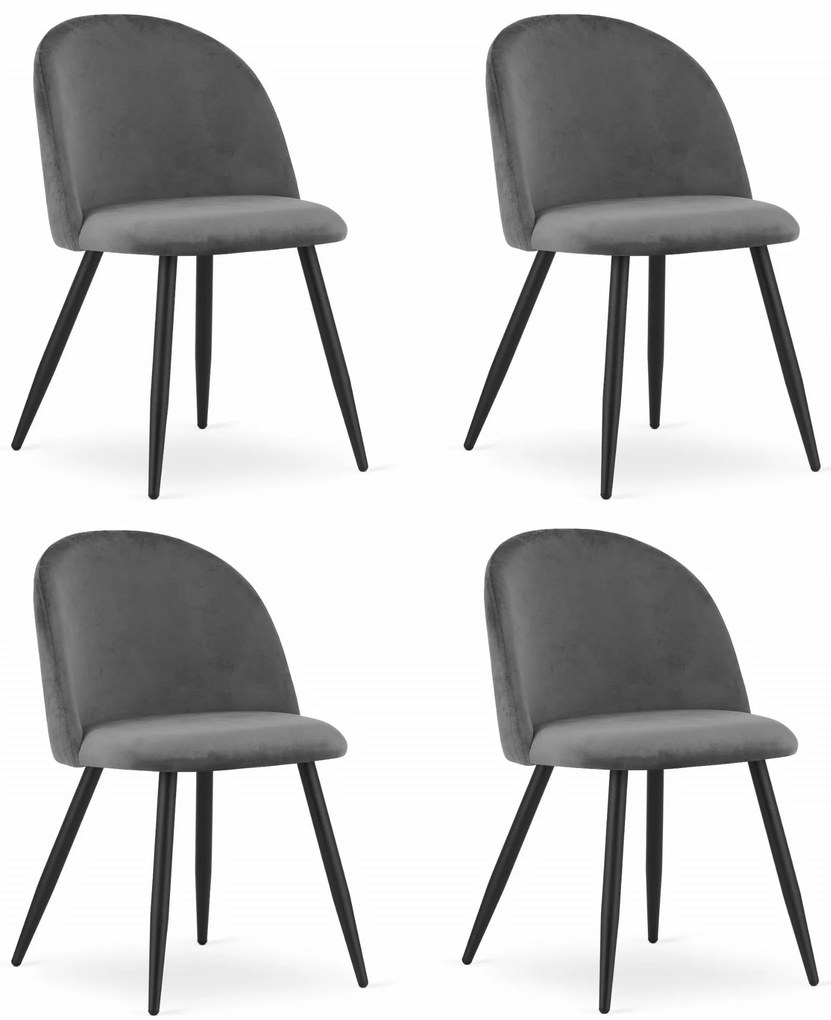 Set 4 Scaune Bucatarie/Dining Capri Catifea Gri Inchis