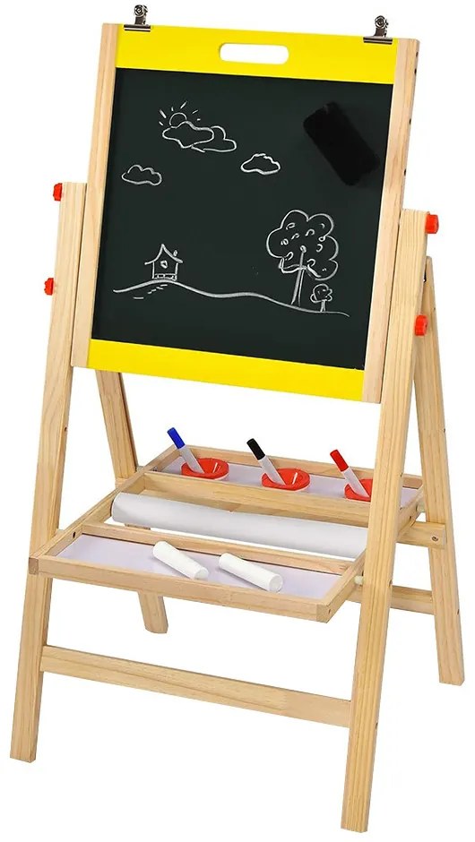 Tablă de desen din lemn 3 în 1 pentru copii