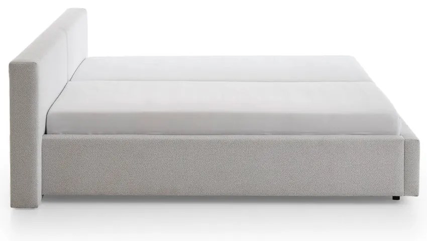Pat matrimonial gri deschis tapițat fără somieră 160x200 cm Cube – Meise Möbel