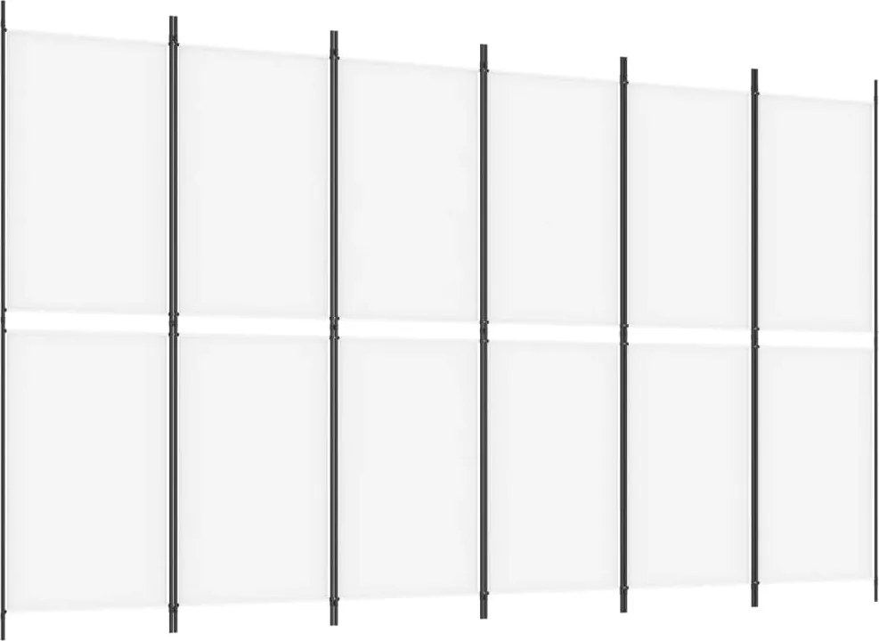 vidaXL Paravan cameră cu 6 panouri, alb, 300 x 180 cm, textil