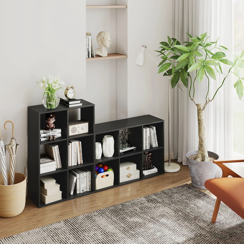 HOMCOM Bibliotecă Modernă Modulară cu 6 Compartimente din PAL, Maro | Aosom Romania