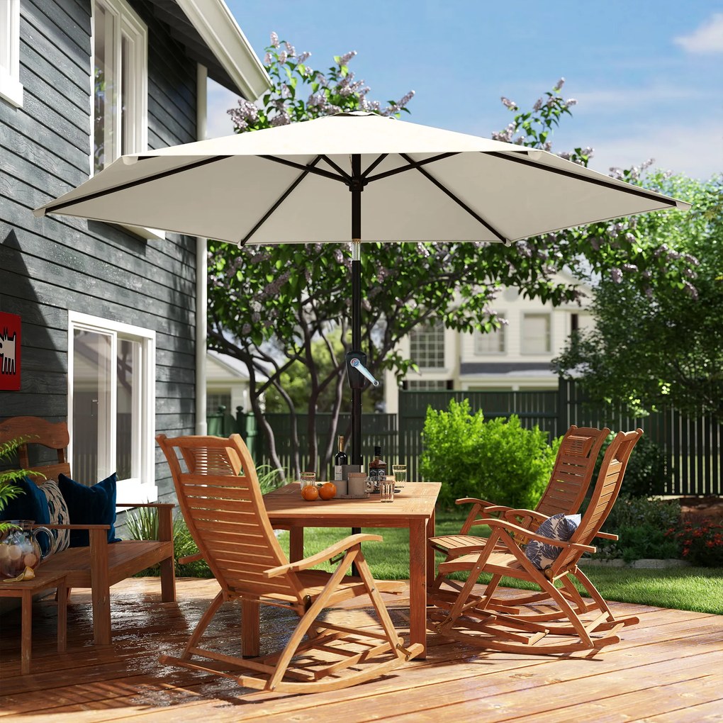 Outsunny Umbrelă de soare 270 cm articulată Umbrelă pentru balcon cu manivelă UV 50+ Umbrelă de grădină Alb-crem | Aosom Romania