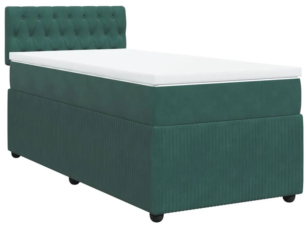 3287671 vidaXL Pat box spring cu saltea, verde închis, 100x200 cm, catifea