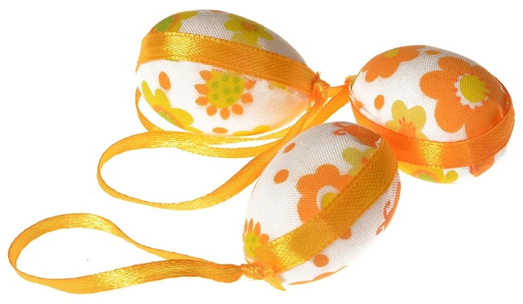 Set de ouă de Paște cu model floare galbenă,înălțime 4 cm,  12 bucăți în pachet